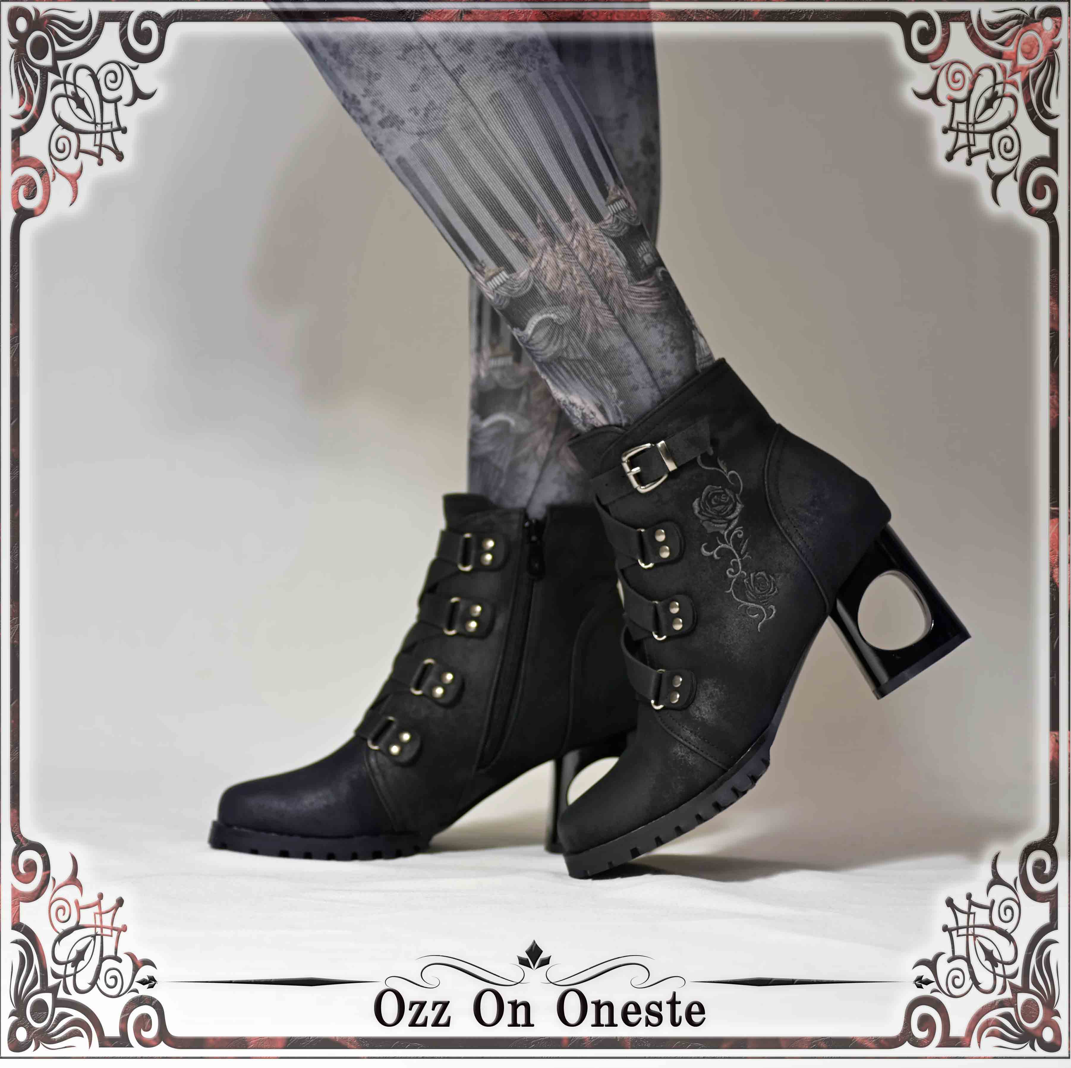 薔薇刺繡ショートブーツS