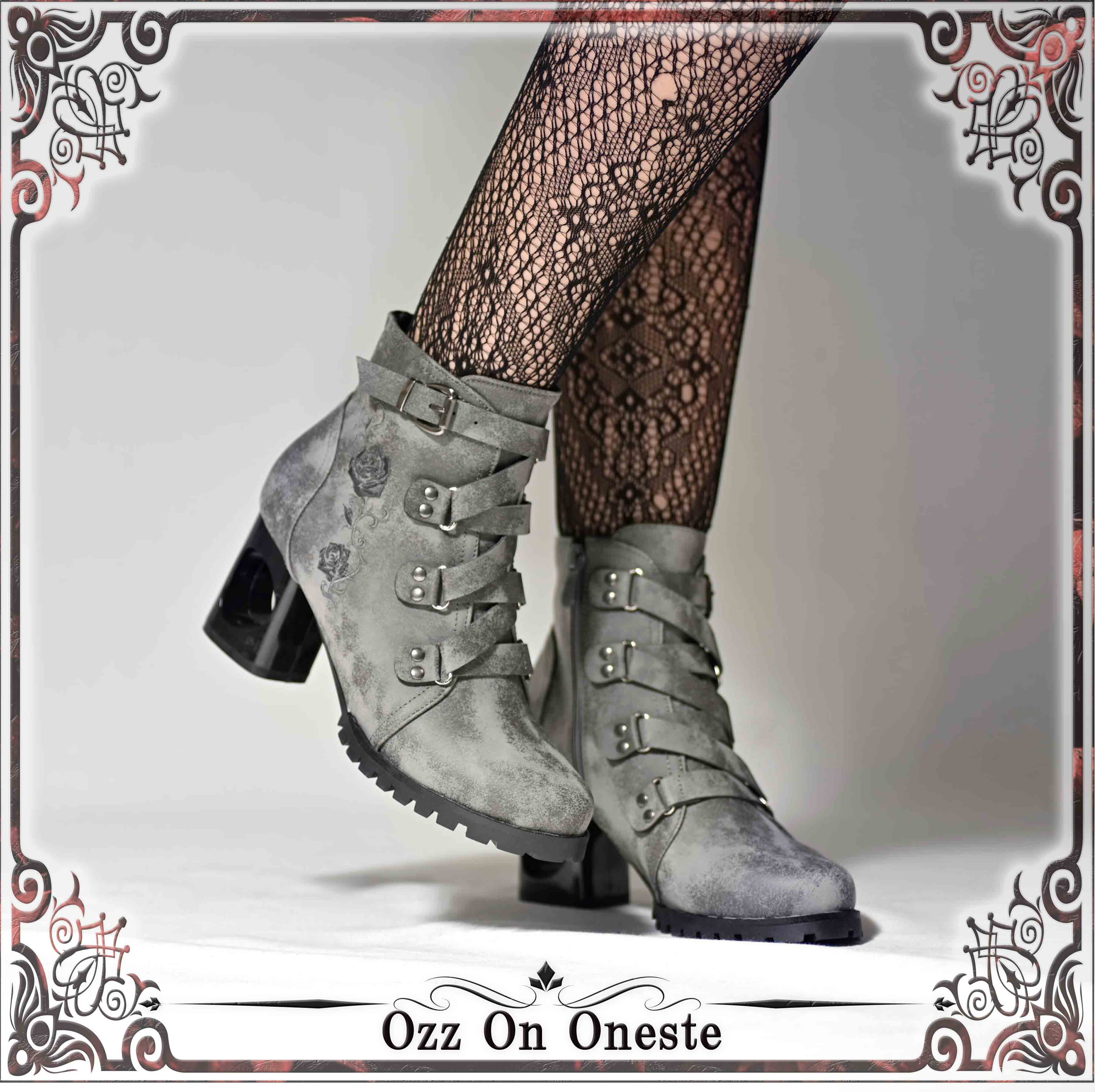 薔薇刺繡ショートブーツL