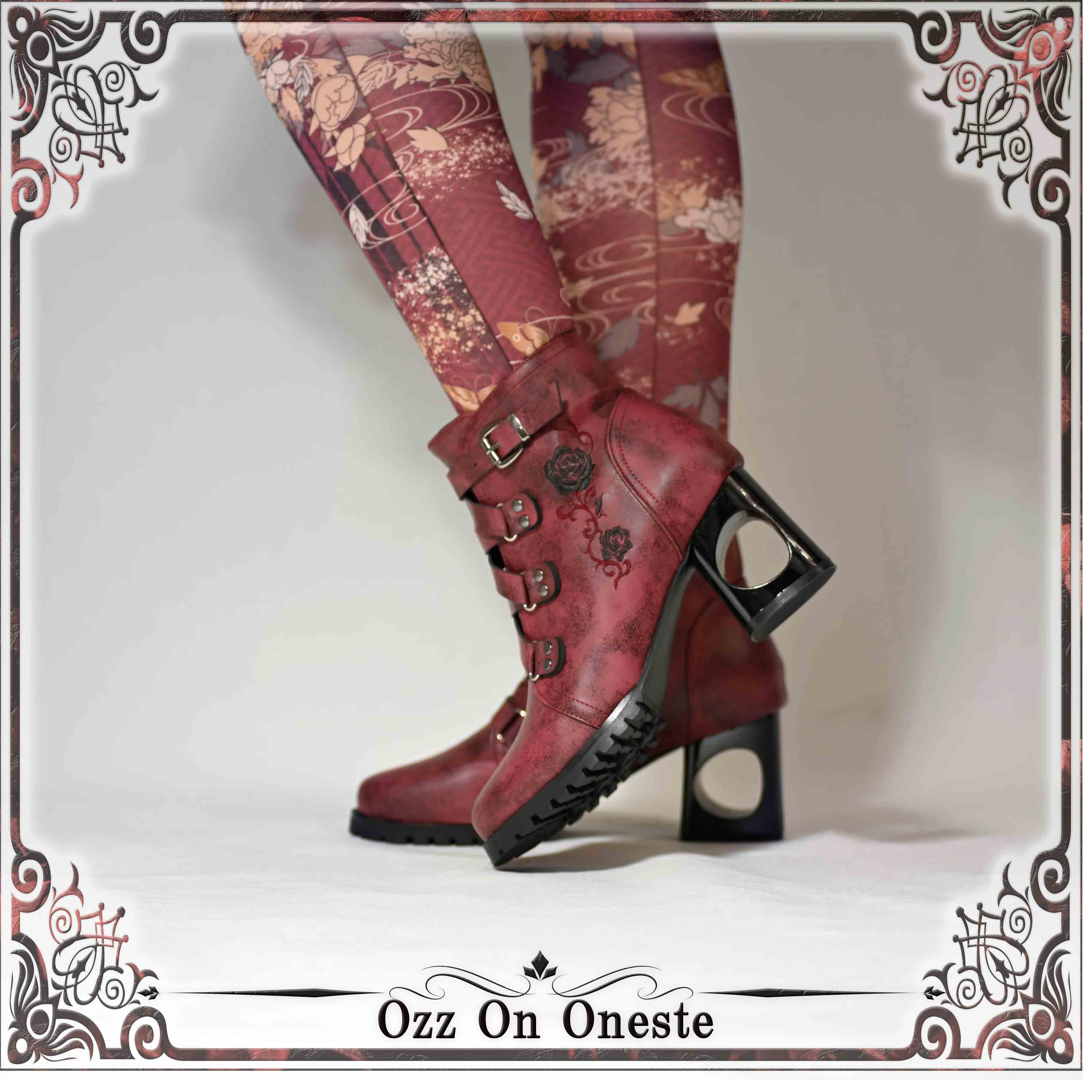 薔薇刺繡ショートブーツS