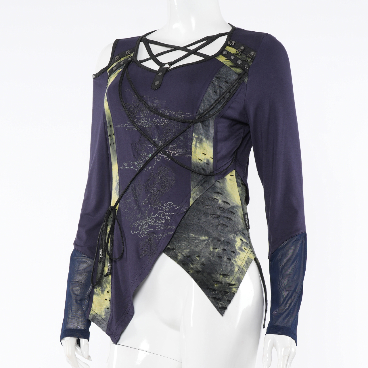Ripped Uneven Dye Crossing Pullover 3532106l