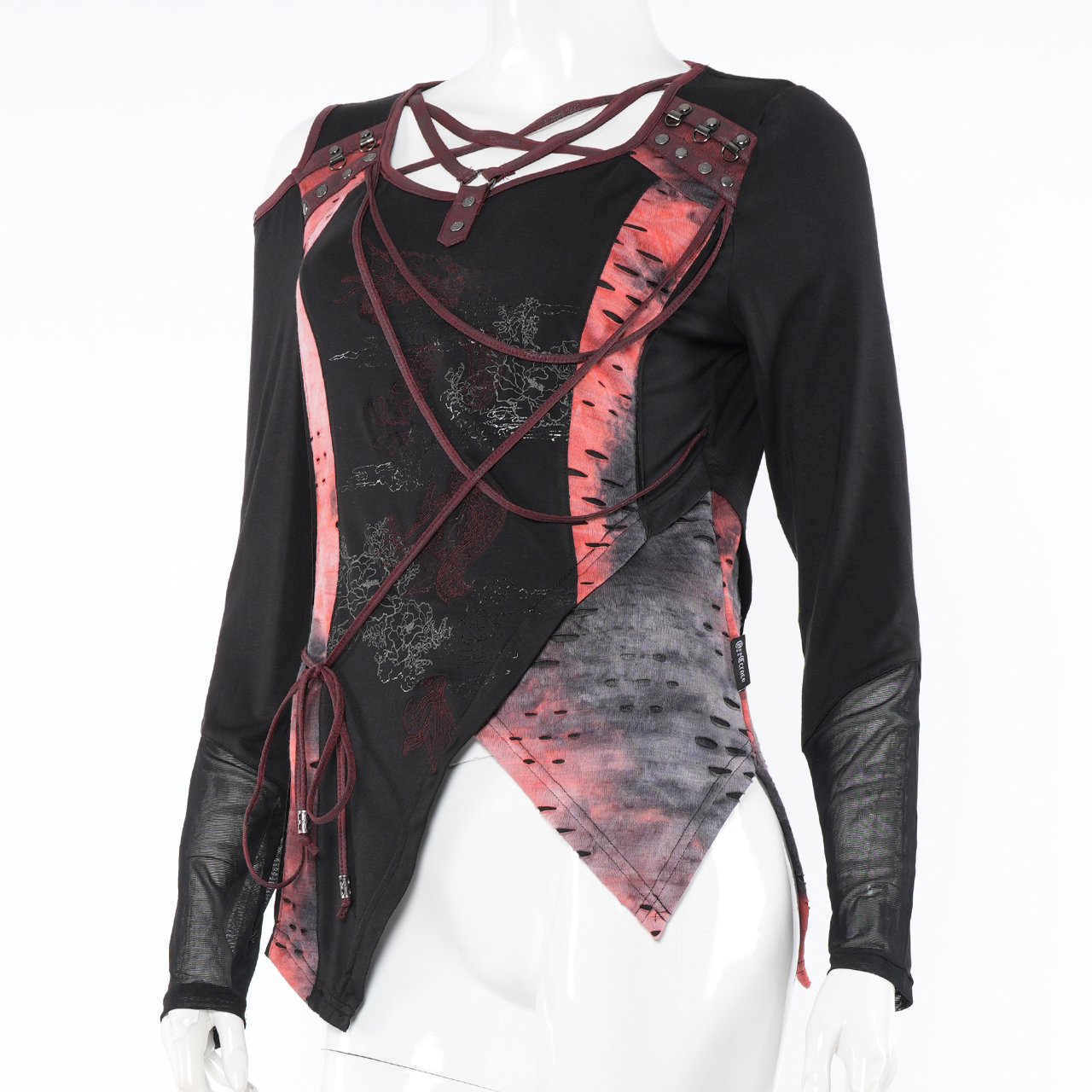 Ripped Uneven Dye Crossing Pullover 3532106o
