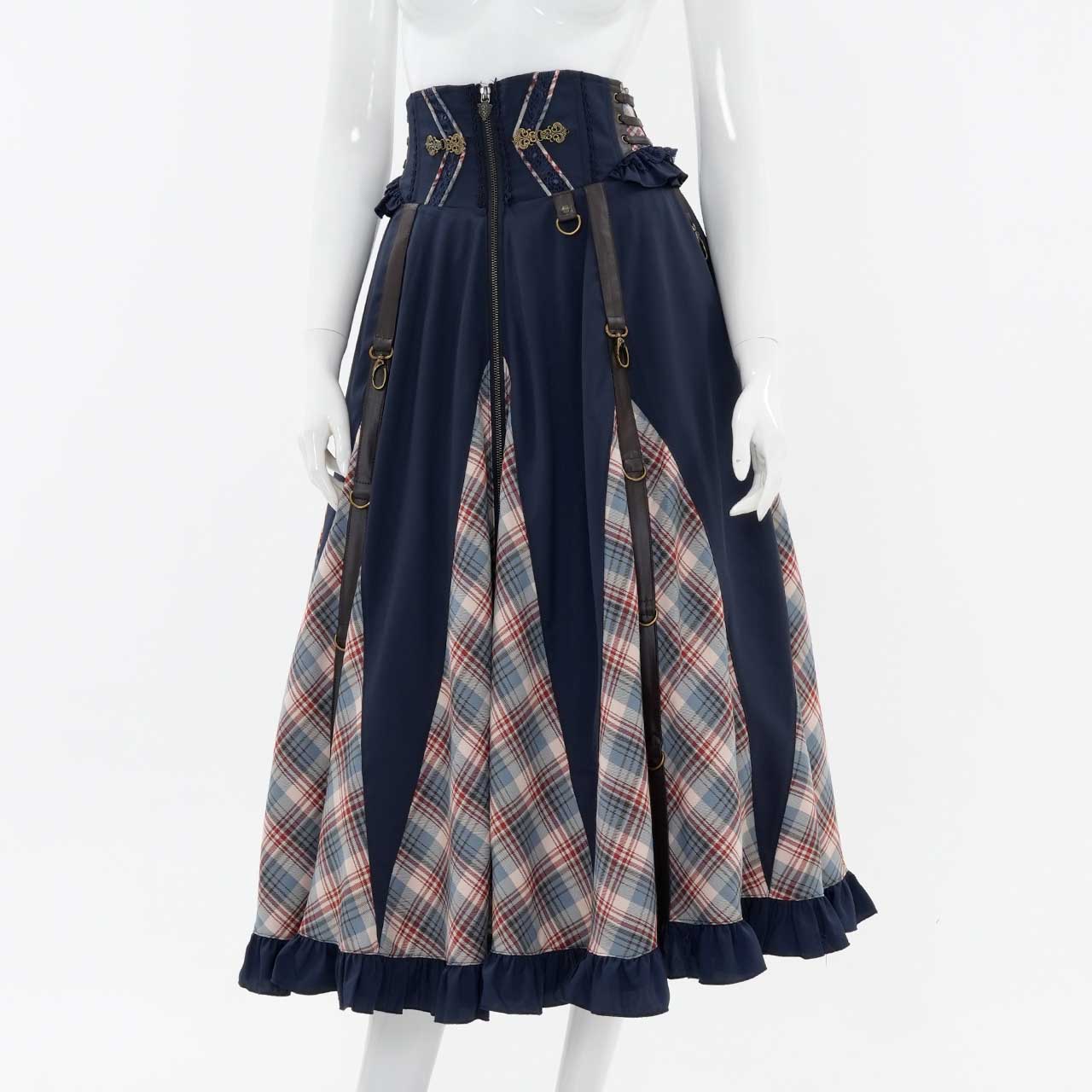 OZZCROCE ミニスカート ブラック 青 パターン OZZON JAPAN / スカート