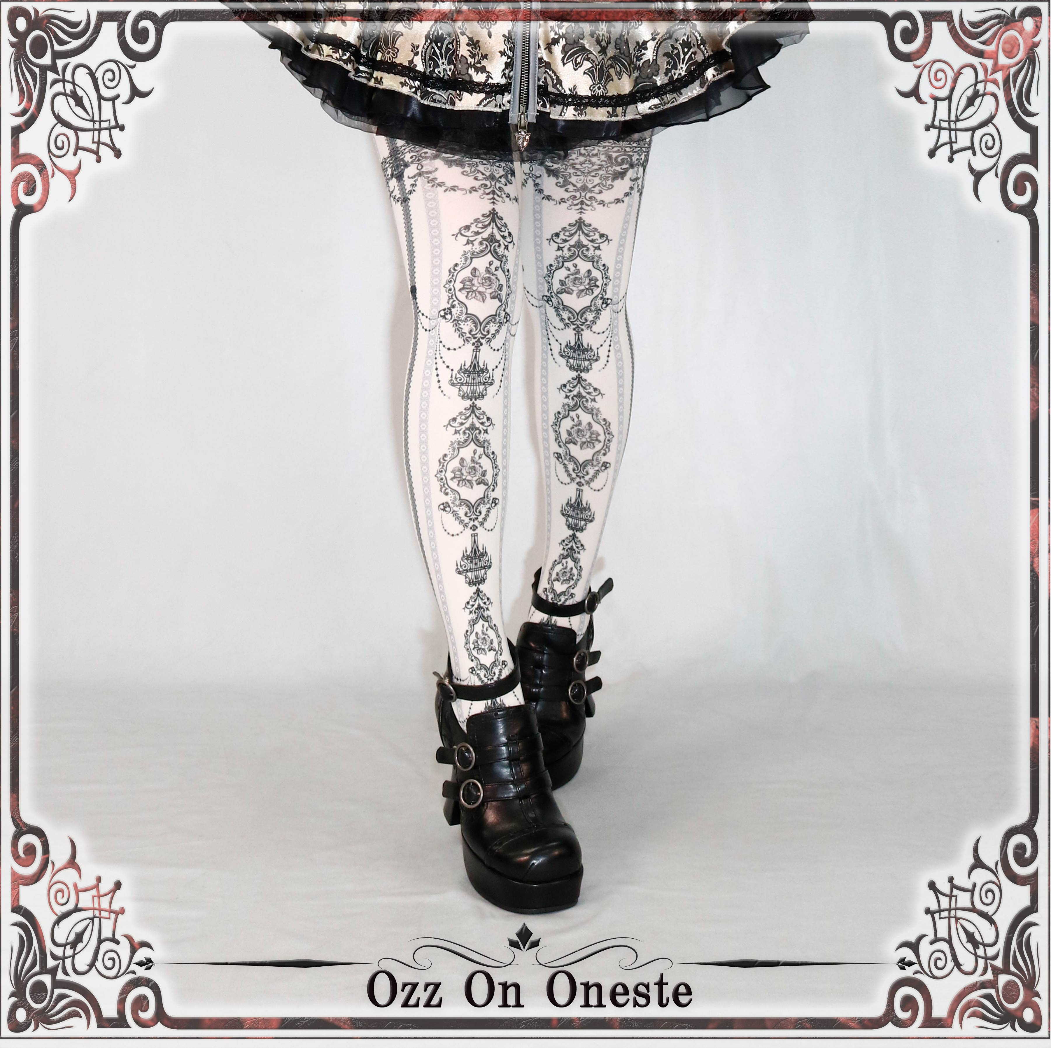 Antique Rose printed tights ozt-48