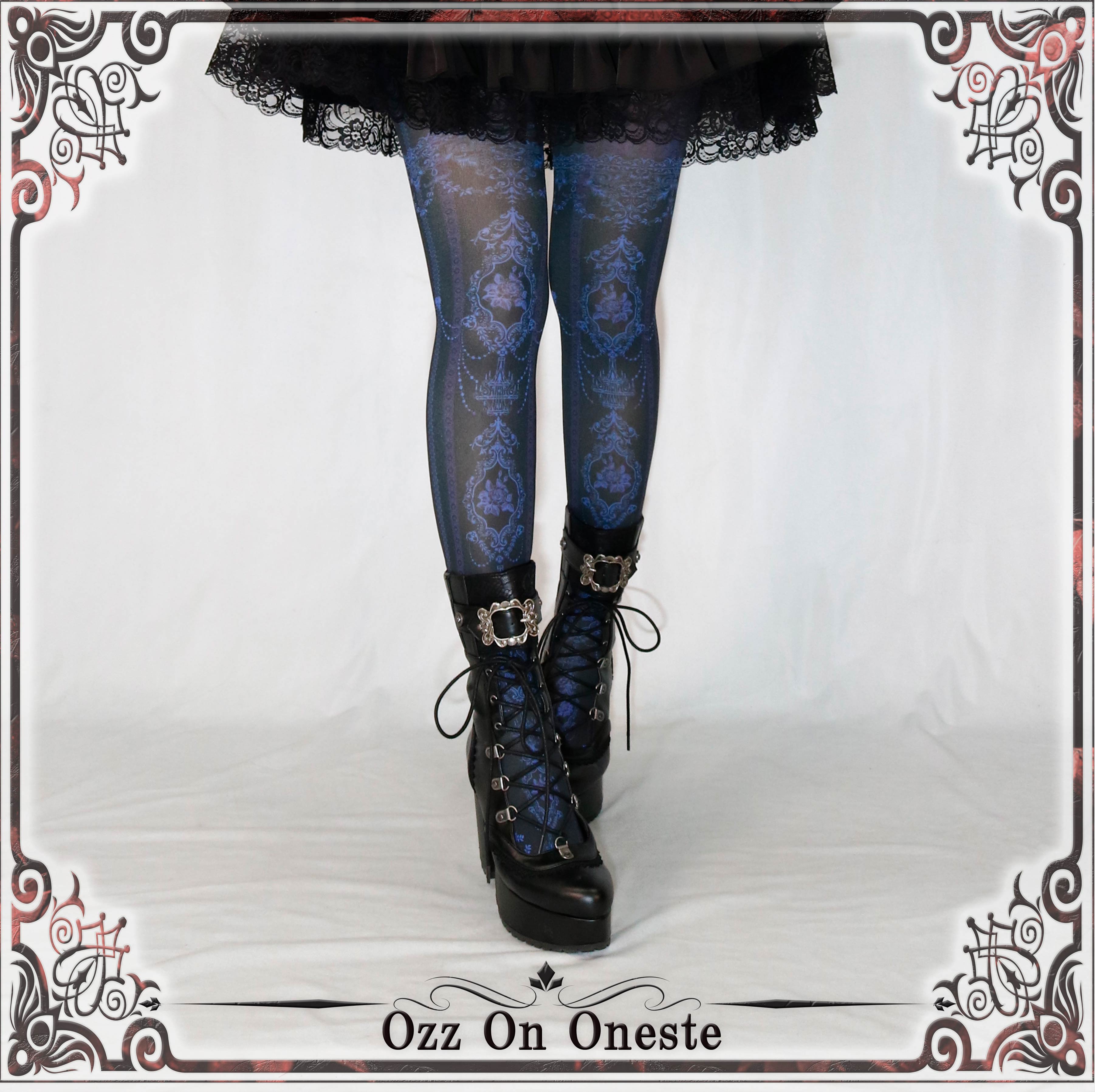 Antique Rose printed tights ozt-50