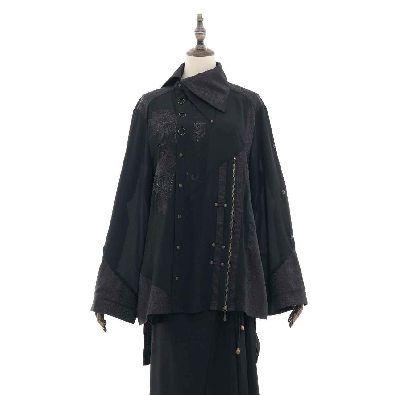 琉球浪漫物語～第三章～龍刺繍入りアシンメトリーシャツ