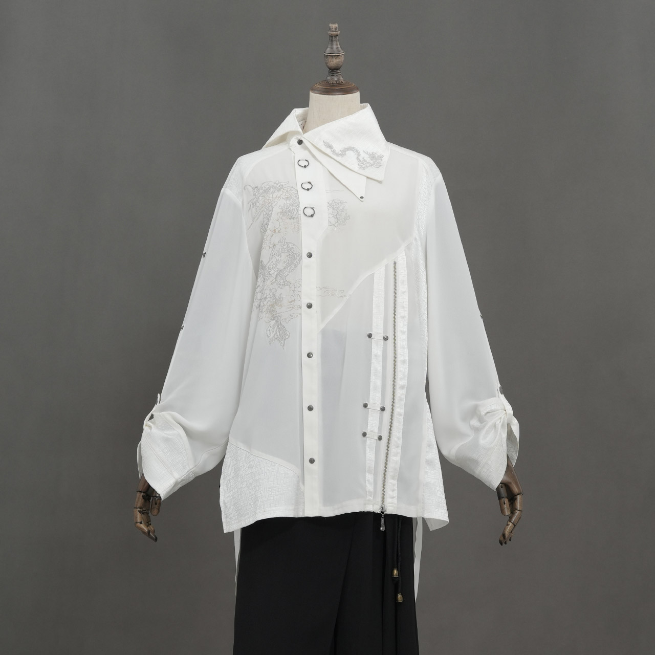 琉球浪漫物語～第三章～龍刺繍入りアシンメトリーシャツ